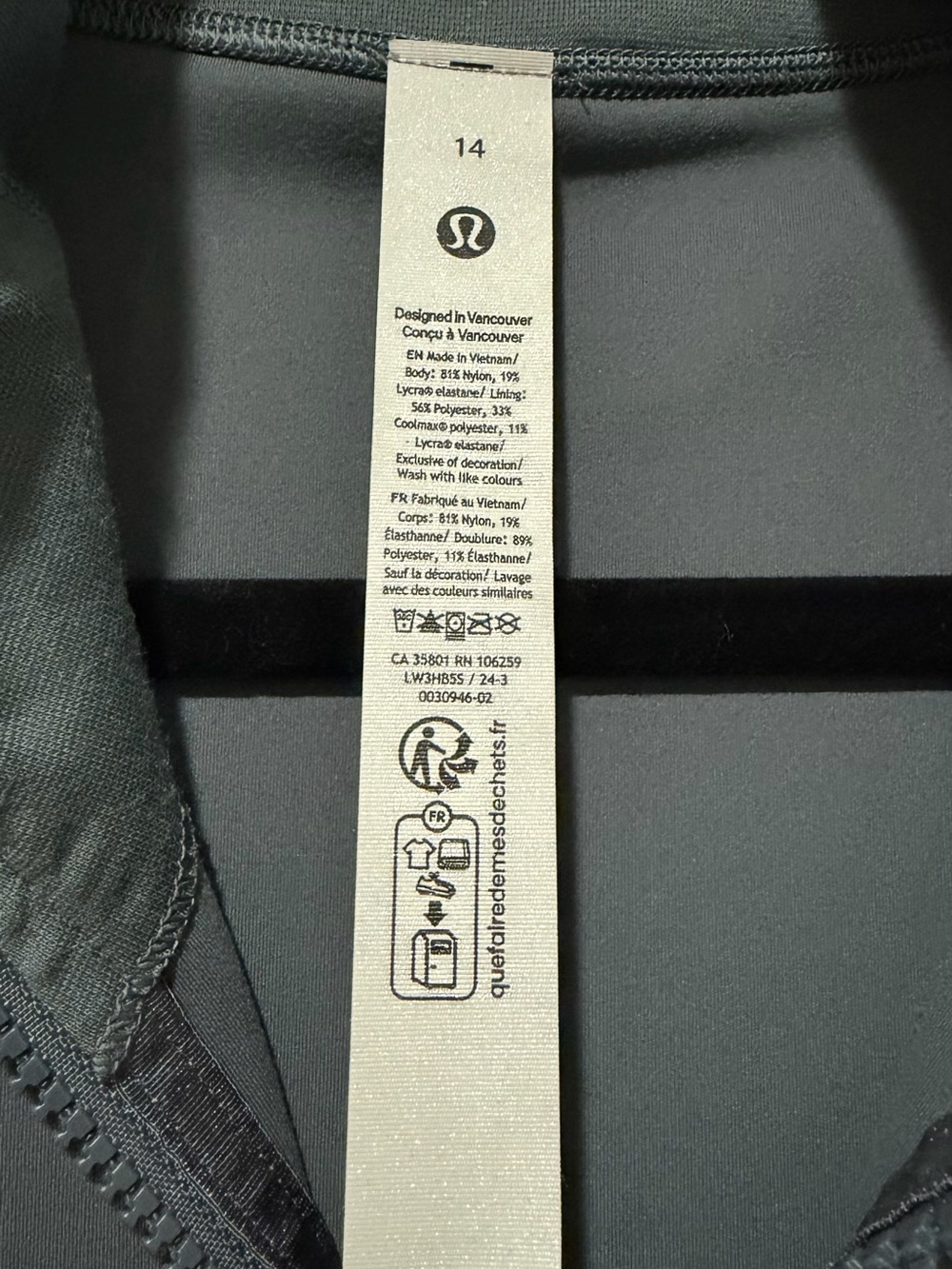 Auth.✅ Lululemon RARE Define Crop Jacket in “Oil Grey” Size 14🩶 - Picture 4 of 8